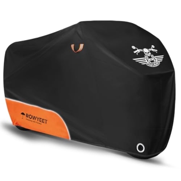 ROWYEET All-Weather Motorcycle Cover with Lock Holes & Zipper Storage Bag