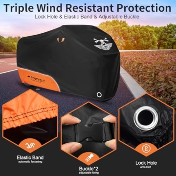 Waterproof Motorcycle Cover with Reflective Design