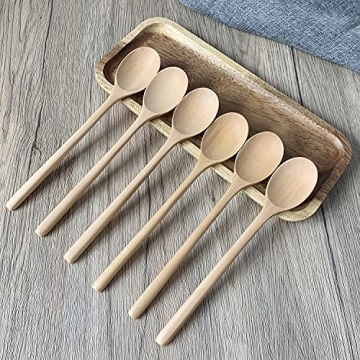 Eco-friendly ADLORYEA Wooden Spoons 9 Inch - 6 Pack
