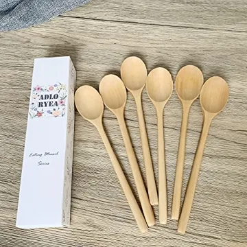Eco-friendly ADLORYEA Wooden Spoons 9 Inch - 6 Pack
