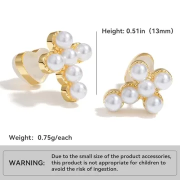 PANSTAR 14K Gold Cross Pearl Earrings for Women