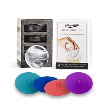 Masontops 8 PC Pickle Pebbles Glass Weight & Pickle Pipe Airlocks Kits - Spacious Wide Mouth Ferment...