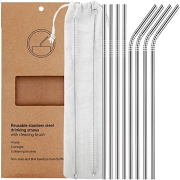 Yihong Reusable Metal Straws, Set of 8