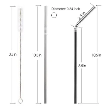 Yihong Reusable Metal Straws, Set of 8