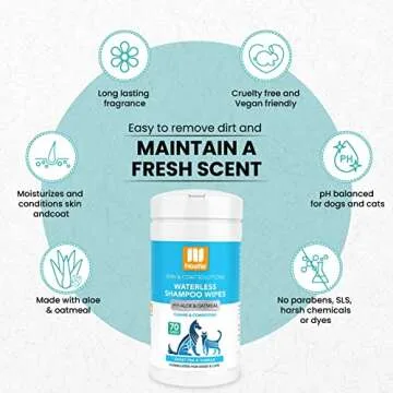 Nootie Waterless Shampoo Wipes for Dogs & Cats - Fresh and Easy Grooming
