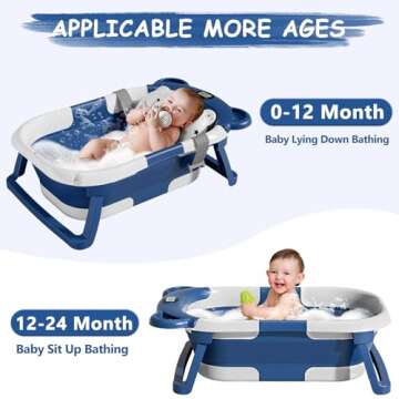 MoreFeel Collapsible Baby Bathtub with Thermometer & Cushion