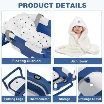 MoreFeel Collapsible Baby Bathtub with Thermometer & Cushion