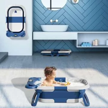 MoreFeel Collapsible Baby Bathtub with Thermometer & Cushion