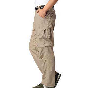 Men's Outdoor Tactical Pants Lightweight Expandable Waist Cargo Bottom with Multi Pockets Quick Dry Water Resistant (Khaki, 34)