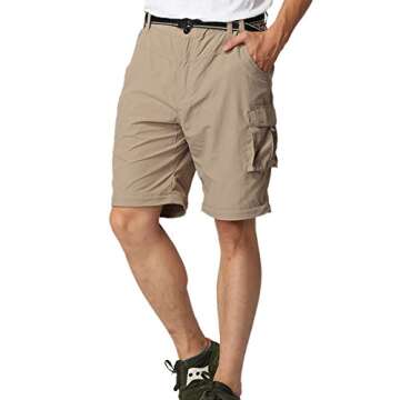 Men's Outdoor Tactical Pants Lightweight Expandable Waist Cargo Bottom with Multi Pockets Quick Dry Water Resistant (Khaki, 34)