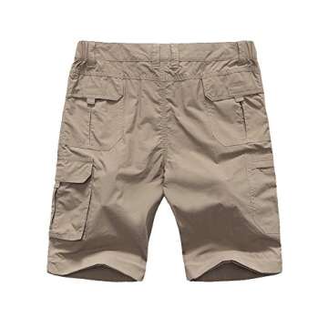 Men's Outdoor Tactical Pants Lightweight Expandable Waist Cargo Bottom with Multi Pockets Quick Dry Water Resistant (Khaki, 34)