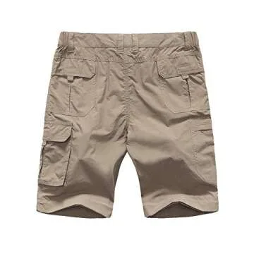 Men's Outdoor Tactical Pants Lightweight Expandable Waist Cargo Bottom with Multi Pockets Quick Dry Water Resistant (Khaki, 34)