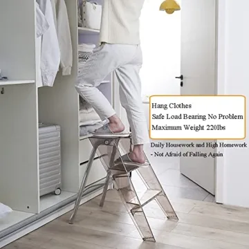 Stylish 3 Step Ladder with Anti-Slip Design and Portability