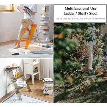 Stylish 3 Step Ladder with Anti-Slip Design and Portability