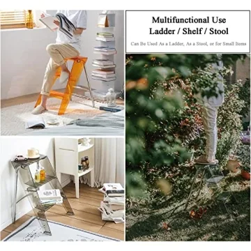 Stylish 3 Step Ladder with Anti-Slip Design and Portability