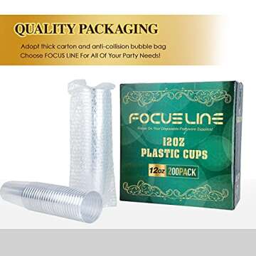 Elegant FOCUSLINE 200 Pack Silver Rimmed Plastic Cups