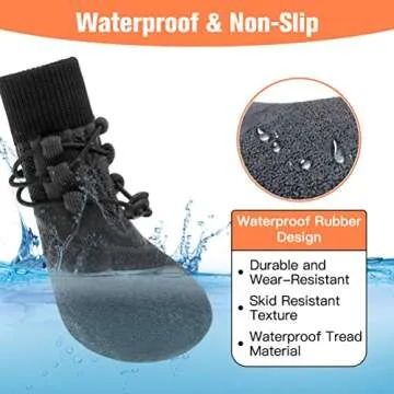KOOLTAIL Anti-Slip Dog Boots 4 Packs - Adjustable Dog Socks with Shoelace, Waterproof Dog Sock Shoe for All Seasons, Super Durable Pet Paw Protector for Indoor and Outdoor, Medium and Large Dogs