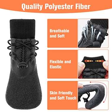 KOOLTAIL Anti-Slip Dog Boots 4 Packs - Adjustable Dog Socks with Shoelace, Waterproof Dog Sock Shoe for All Seasons, Super Durable Pet Paw Protector for Indoor and Outdoor, Medium and Large Dogs