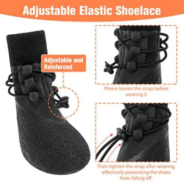 KOOLTAIL Anti-Slip Dog Boots 4 Packs - Adjustable Dog Socks with Shoelace, Waterproof Dog Sock Shoe for All Seasons, Super Durable Pet Paw Protector for Indoor and Outdoor, Medium and Large Dogs