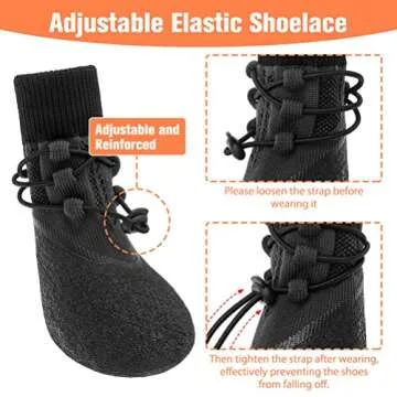KOOLTAIL Anti-Slip Dog Boots 4 Packs - Adjustable Dog Socks with Shoelace, Waterproof Dog Sock Shoe for All Seasons, Super Durable Pet Paw Protector for Indoor and Outdoor, Medium and Large Dogs