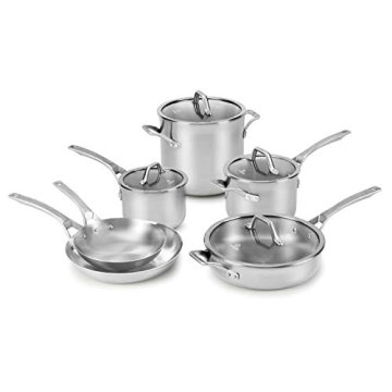 Calphalon 10-Piece Stainless Steel Cookware Set - Essential Kitchen Pots and Pans with Stay-Cool Han...