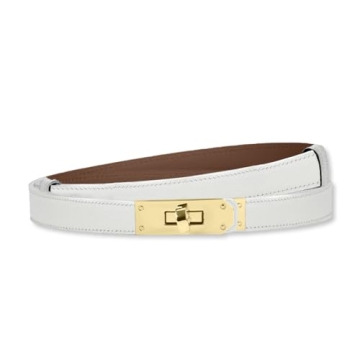 LumiSyne Women Skinny Leather Belt Solid Color Alloy Turn Lock Adjustable Waistband Thin Waist Belt ...