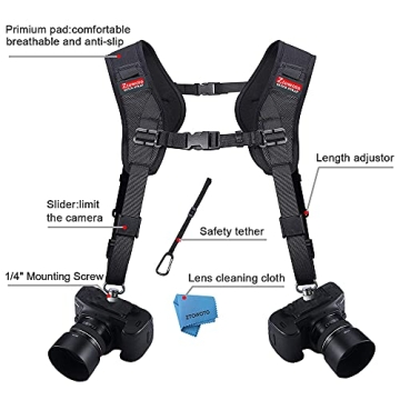 ztowoto Double Camera Strap for SLR - Comfortable & Adjustable