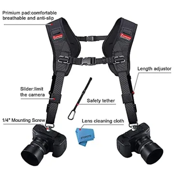 ztowoto Double Camera Strap for SLR - Comfortable & Adjustable