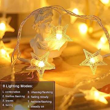 Star String Lights Plug in - 33 ft 100 LED Star Fairy String Lights with Remote and Timer, Waterproof for Bedroom Porch Wedding Party Patio Garden Tent Indoor Outdoor Décor, Warm White