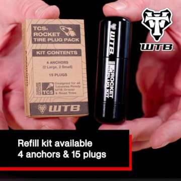 WTB Rocket Tire Plug Kit | Easy Repair for Mountain, Gravel, Road Tubeless Tires | Rocket Anchor Tips Keep Plug in Place for Durable Tubeless Repair | Reusable
