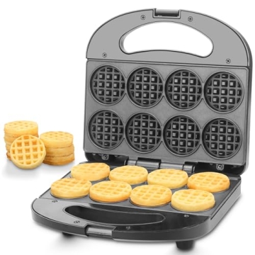 FineMade Mini Waffle Maker Machine, Small Waffle Bites Maker for Kids, Makes 8 x 2” Tiny Waffle Bi...