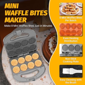 FineMade Mini Waffle Maker for Perfect Tiny Waffle Bites