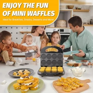 FineMade Mini Waffle Maker for Perfect Tiny Waffle Bites
