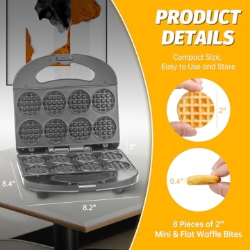 FineMade Mini Waffle Maker for Perfect Tiny Waffle Bites