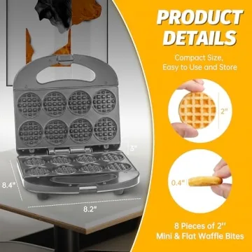 FineMade Mini Waffle Maker for Perfect Tiny Waffle Bites