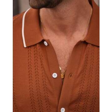 Men's Vintage Bowling Short Sleeve Knit Polo Shirt