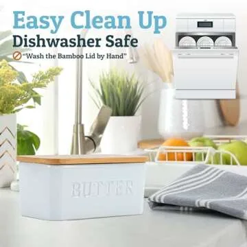 PriorityChef Large Butter Dish with Lid for Countertop, Ceramic Butter Container With Airtight Cover, Butter Keeper for Counter or Fridge, Butter Holder Storage, White