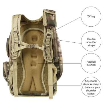 XWL SPORTS Camo Hiking Backpack 40L Tactical Military Backpack