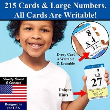 Think2Master Multiplication Flash Cards - 215 Durable Cards