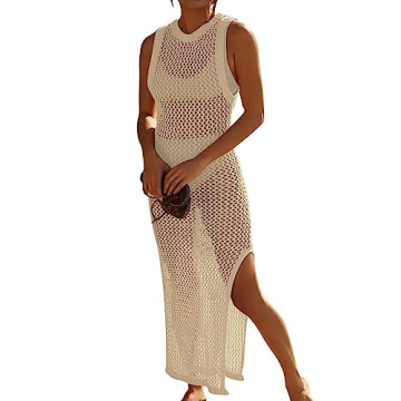 Yinggeli Women’s Crochet Bikini Cover Up in Apricot