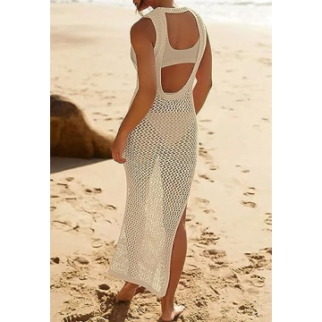 Yinggeli Women’s Crochet Bikini Cover Up in Apricot