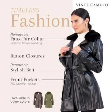 Vince Camuto Stylish Faux Leather Trench Coat for Women