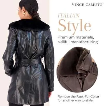 Vince Camuto Stylish Faux Leather Trench Coat for Women
