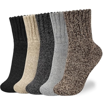 Senker Fashion 5 Pairs Thick Winter Boot Socks - Cozy Crew Socks for Women
