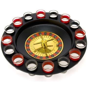 Fairly Odd Novelties Shot Roulette Drinking Game - Ultimate Shot Glass Roulette Drinking games for adults - 16pcs Red/Black Set for Party, White Elephant, Adult Game Nights - Spin & Sip with Laughter!