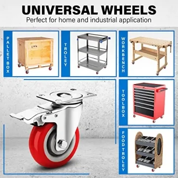 Castrek Heavy Duty Caster Wheels with Brakes for Furniture