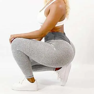 YEOREO Women's High Waist Scrunch Butt Leggings Textured Gym Workout Fitness Ruched Yoga Pants Tights Grey S