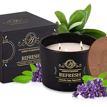 Bergamot Scented Aromatherapy Candles for Relaxation, 3 Wick Candle Large Soy Candles for Home Scented, Gifts for Women, Stress Relief Candles, Housewarming, Birthday