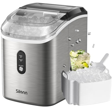 Nugget Countertop Ice Maker - Silonn Chewable Pellet Ice Machine with Self-Cleaning Function, 33lbs/...