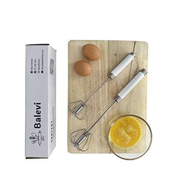 Balevi Stainless Steel Push Whisk for Easy Cooking Magic